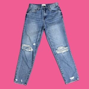 Pistola Women’s Blue Wash Distressed High Rise Straight Leg Jeans Sz 25